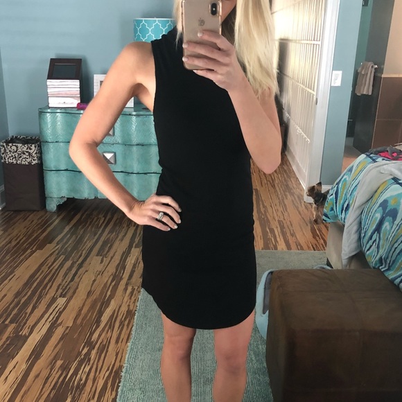 Black mock neck ribbed dress - Picture 7 of 8